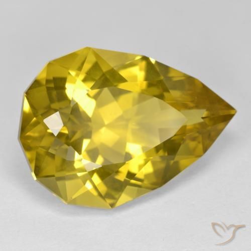 Quarzo naturale giallo da 20,62 ct, taglio a pera, VS