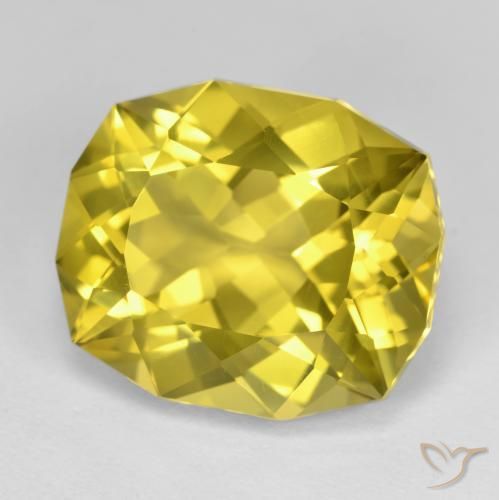 Quarzo naturale giallo da 16,31 ct, taglio a cuscino, VVS-VS