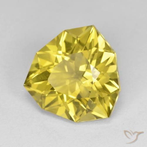 Quarzo Giallo medio naturale da 5.84 ct, Taglio trillion, VVS-VS