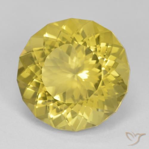 Quarzo Giallo medio-chiaro naturale da 17.24 ct, Rotondo, VS