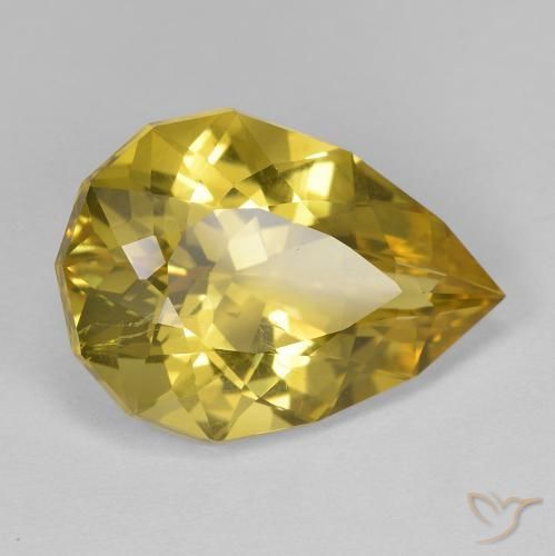 Quarzo Oro giallastro naturale da 10.59 ct, Forma a pera, VS