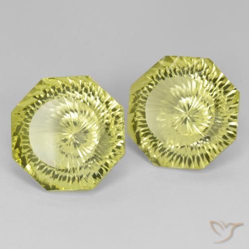 Gemme di Quarzo Giallo medio naturale da 25.26 ct, Ottagonale / Taglio smeraldo, VVS-VS