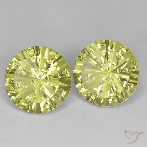 Gemme di Quarzo Giallo verdastro naturale da 10.60 ct, Rotondo, VVS