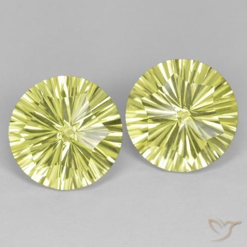 Gemme di Quarzo Giallo verdastro naturale da 10.02 ct, Rotondo, VVS-VS
