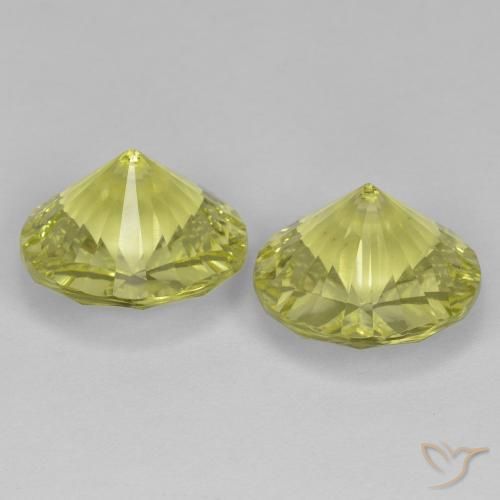Gemme di Quarzo Giallo verdastro naturale da 10.02 ct, Rotondo, VVS-VS