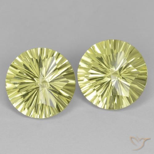 Gemme di Quarzo Giallo verdastro naturale da 9.99 ct, Rotondo, VVS-VS