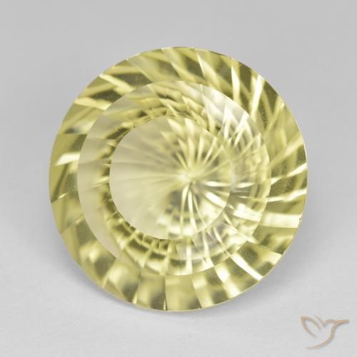 Quarzo Giallo Ananas Chiaro naturale da 11.52 ct, Rotondo, VVS-VS
