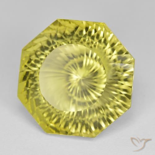 Quarzo Bombo Giallo naturale da 12.80 ct, Ottagonale / Taglio smeraldo, VVS