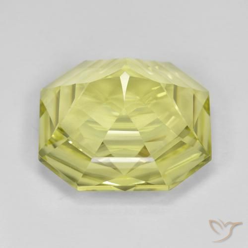Quarzo Giallo verdastro naturale da 12.31 ct, Ottagonale / Taglio smeraldo, VVS