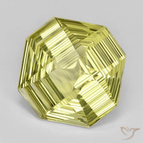 Quarzo Giallo verdastro naturale da 13.31 ct, Ottagonale / Taglio smeraldo, VVS