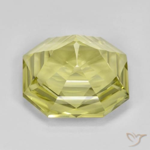 Quarzo Giallo verdastro naturale da 13.31 ct, Ottagonale / Taglio smeraldo, VVS