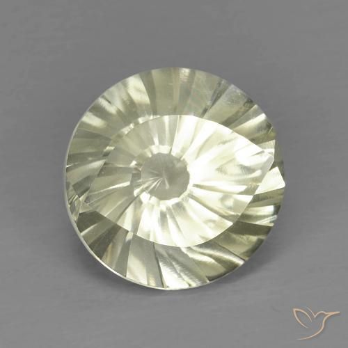 Quarzo Giallo chiaro verdastro naturale da 5.61 ct, Rotondo, VVS