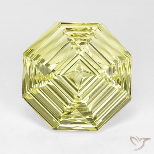 14.36ct Naturale Giallo verdastro Quarzo, Taglio smeraldo, VVS