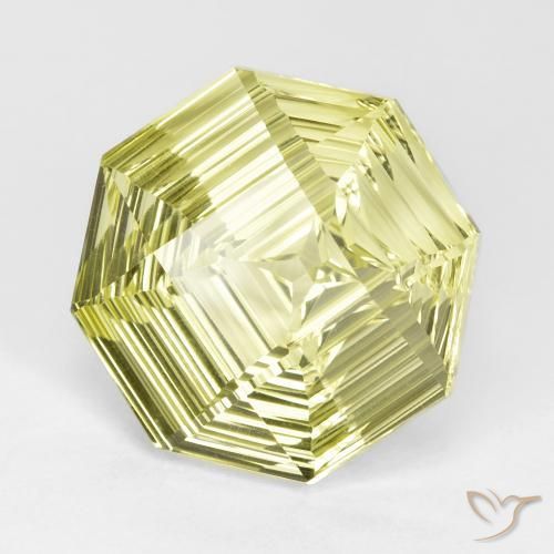 Quarzo Giallo verdastro naturale da 14.36 ct, Ottagonale / Taglio smeraldo, VVS
