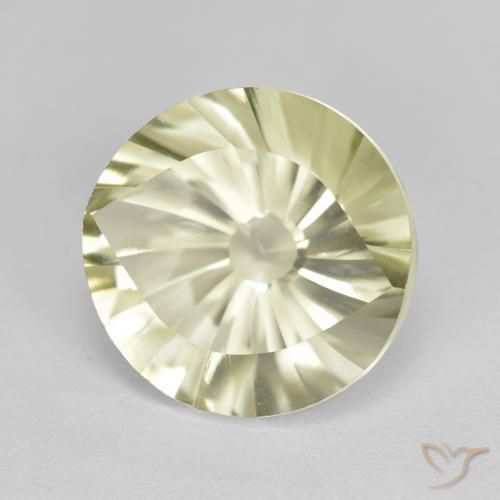 Quarzo Giallo chiaro verdastro naturale da 5.53 ct, Rotondo, VVS