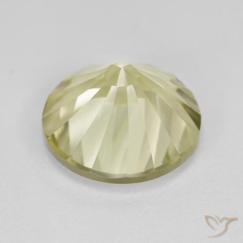 Quarzo Giallo chiaro verdastro naturale da 5.53 ct, Rotondo, VVS