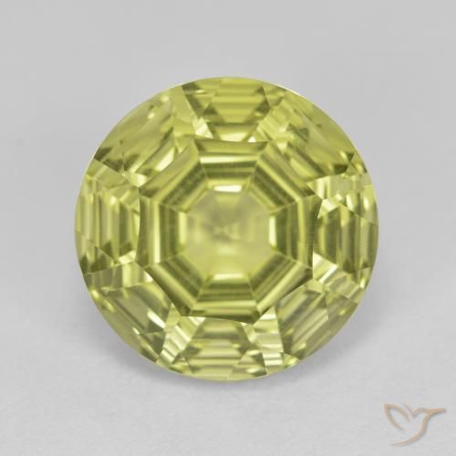 6.09ct Naturale Giallo verde Quarzo, Rotondo, VVS