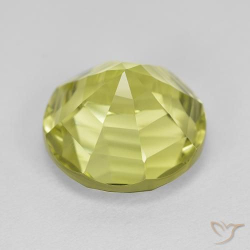 Quarzo Giallo verde naturale da 6.09 ct, Rotondo, VVS