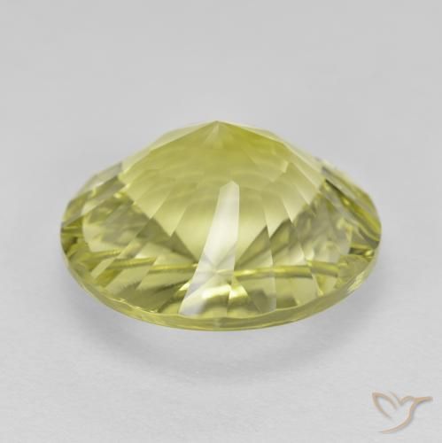 Quarzo Giallo verdastro naturale da 9.88 ct, Rotondo, VVS
