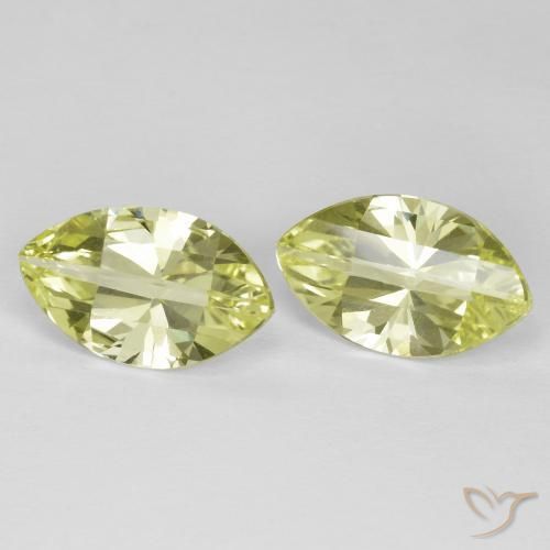 Gemme di Quarzo Giallo verdastro naturale da 5.06 ct, Taglio marquise, VVS