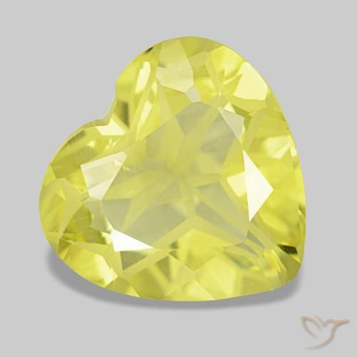 Quarzo naturale giallo da 3,78 ct, a forma di cuore, VS