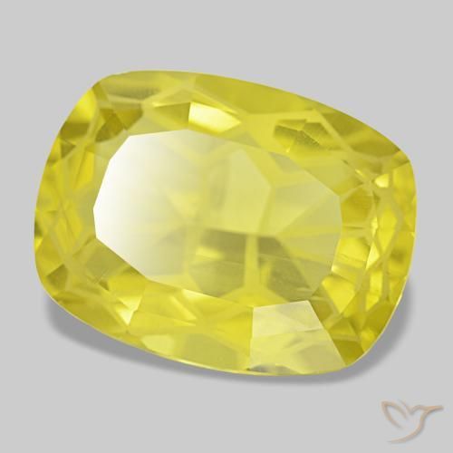 Quarzo naturale giallo da 11,85 ct, taglio a cuscino, VS