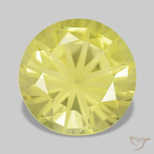 Quarzo naturale giallo da 4,38 ct, taglio rotondo, VVS