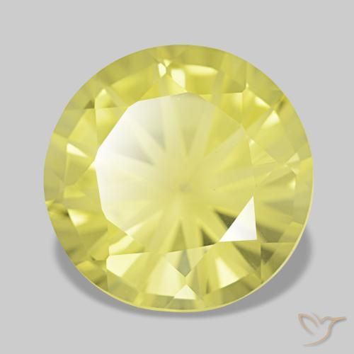 Quarzo naturale giallo da 4,38 ct, taglio rotondo, VVS