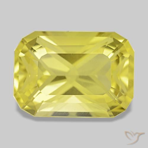 Quarzo naturale giallo da 8,97 ct, taglio smeraldo, VVS