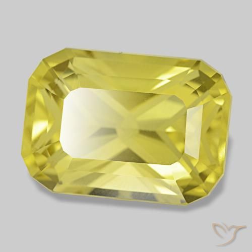 Quarzo naturale giallo da 8,97 ct, taglio smeraldo, VVS