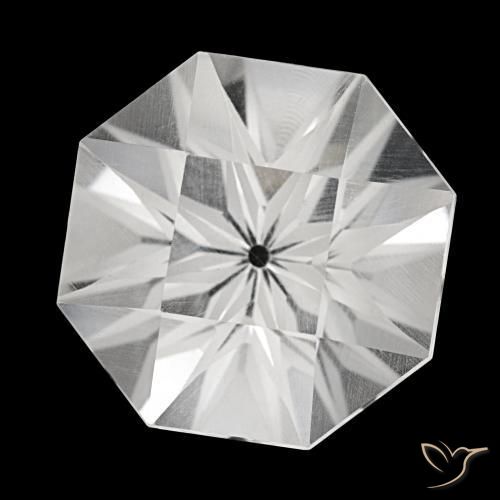 Quarzo naturale bianco da 23,18 ct, taglio smeraldo, VVS-VS