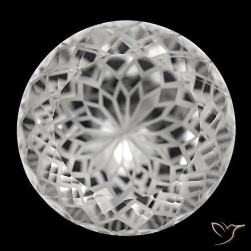 Quarzo naturale bianco da 38,74 ct, taglio rotondo, VVS