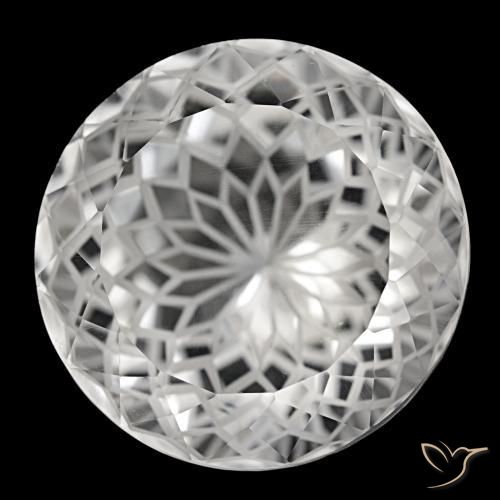 Quarzo naturale bianco da 38,74 ct, taglio rotondo, VVS