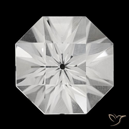 Quarzo naturale bianco da 23,18 ct, taglio smeraldo, VVS-VS