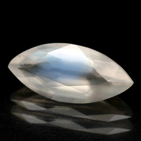 Pietra di luna arcobaleno naturale bianco da 1,58 ct, trasparente, trasparente/traslucido