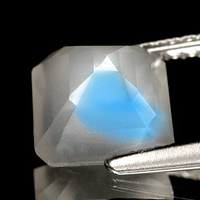 Pietra di luna arcobaleno Bianco blu naturale da 1.52 ct, Trasparente, Trasparente/Traslucido