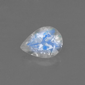 Pietra di luna arcobaleno Blu bianco naturale da 0.65 ct, Forma a pera, VVS-VS