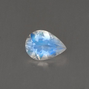 Pietra di luna arcobaleno Blu bianco naturale da 0.52 ct, Forma a pera, VVS-VS