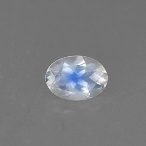 Pietra di luna arcobaleno naturale bianco da 0,75 ct, taglio ovale, VS