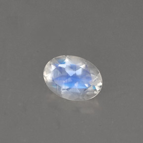 Pietra di luna arcobaleno naturale bianco da 0,75 ct, taglio ovale, VS