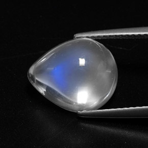 Pietra di luna arcobaleno naturale bianco da 5,44 ct, taglio a pera, trasparente
