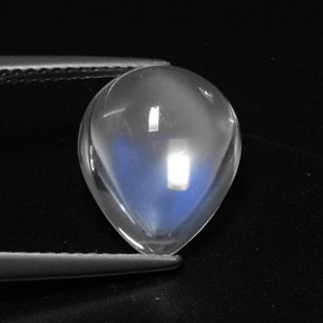 Pietra di luna arcobaleno naturale bianco da 5,44 ct, taglio a pera, trasparente