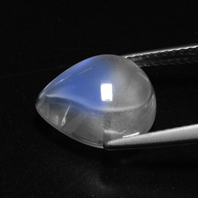 Pietra di luna arcobaleno naturale bianco da 5,44 ct, taglio a pera, trasparente