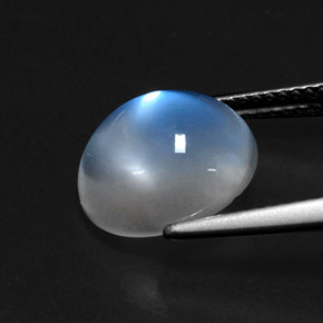 Pietra di luna arcobaleno naturale bianco da 5,39 ct, trasparente, trasparente/traslucido