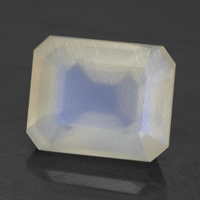 Pietra di luna arcobaleno naturale bianco da 5,10 ct, trasparente, trasparente/traslucido