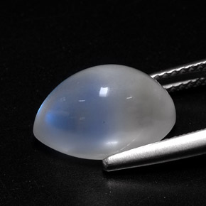 Pietra di luna arcobaleno naturale bianco da 6,27 ct, trasparente, trasparente/traslucido