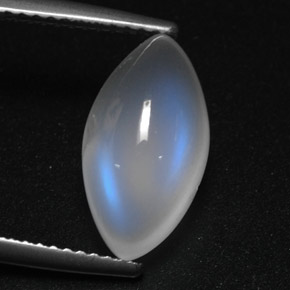 Pietra di luna arcobaleno Blu bianco naturale da 4.35 ct, Trasparente, Trasparente/Traslucido