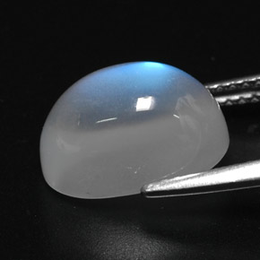 Pietra di luna arcobaleno Blu bianco naturale da 5.25 ct, Trasparente, Trasparente/Traslucido