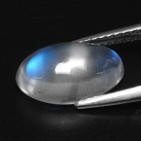 Pietra di luna arcobaleno naturale bianco da 2,88 ct, taglio ovale, trasparente