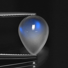 Pietra di luna arcobaleno naturale bianco da 4,41 ct, taglio a pera, traslucido
